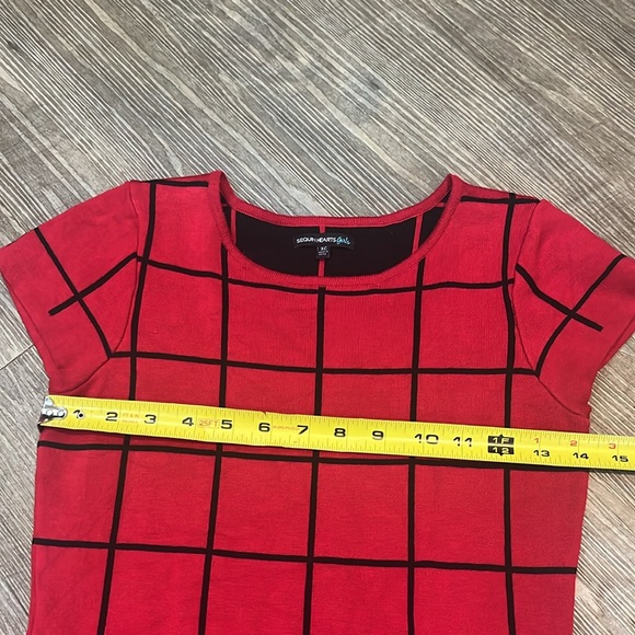 Sequin Hearts Girls Dress size XL color Red and Black short sleeve sweater dress - Picture 8 of 8